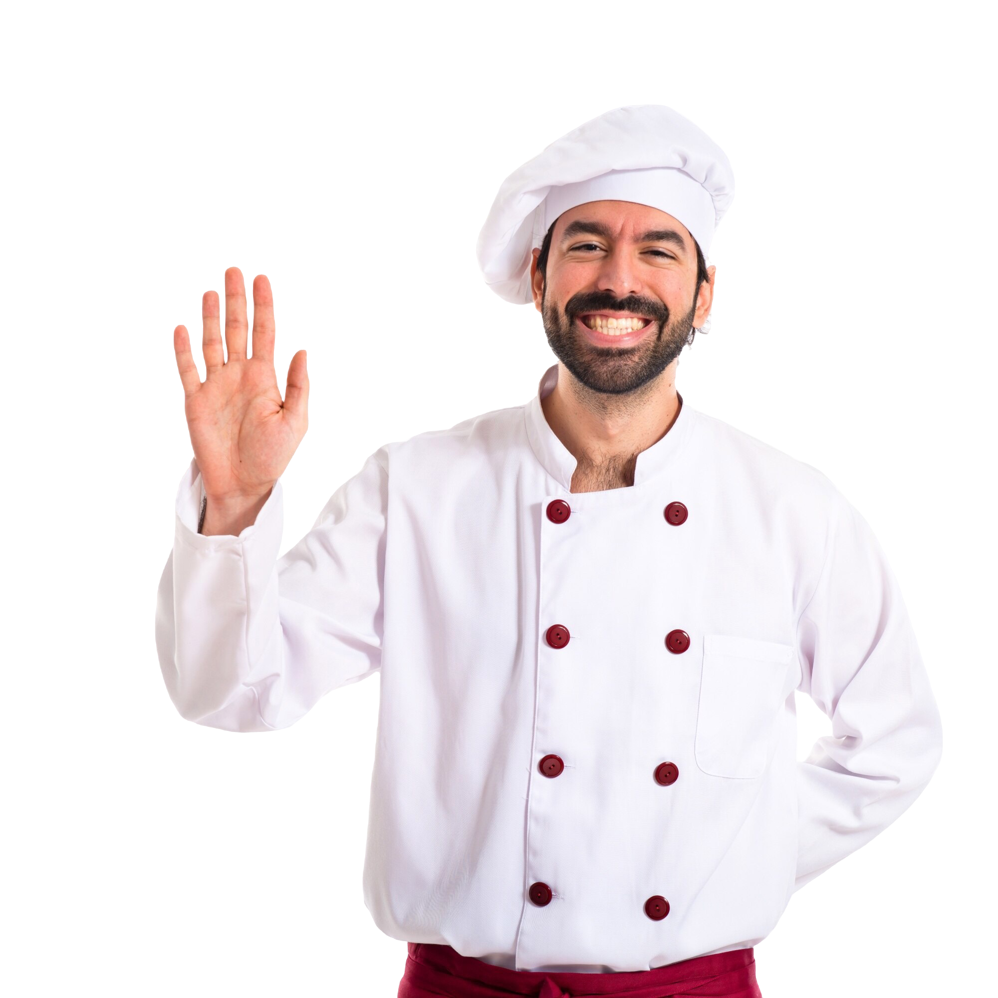 chef saluting white background